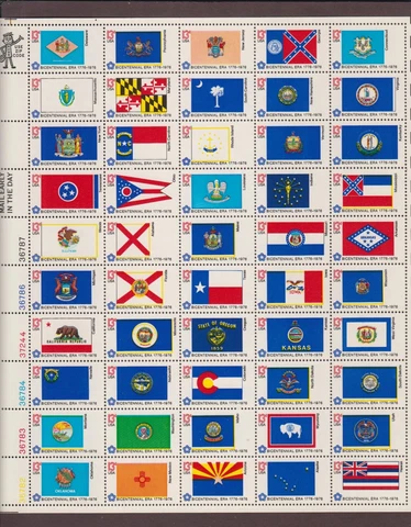 US, 1633-1682, BICENTENNIAL ERA FLAGS, FULL SHEETS, MINT NH, VINTAGE COLLECTION Cover