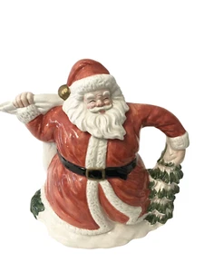 Fitz & Floyd Santa Claus Omnibus Hand Painted Ceramic Teapot OCI 1989 Christmas - Picture 1 of 10