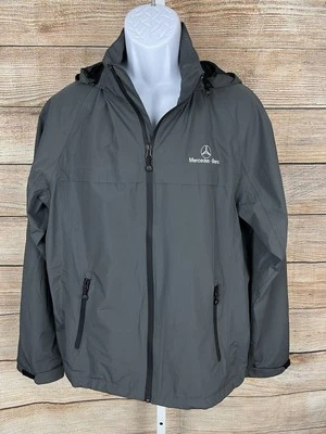 Mercedes Benz Gray Full Zip Hooded Soft Shell Jacket Adult Sz Medium Embroidered - Image 1 of 4