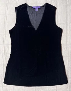 Ralph Lauren Black Label Top Sz 12 Black Velvet Sleeveless Tank - Picture 1 of 6