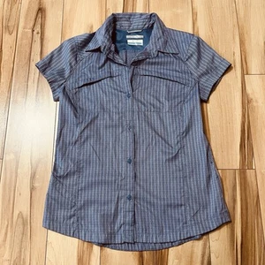 Columbia Womens Omni Shade Saturday Trail Button Up Sz S Short Sleeve Purple - Picture 1 of 6