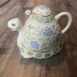 EUC Prestine Lenox Teatime Turtles Teapot W/Lid Floral Pattern Pastels RARE - Picture 1 of 11