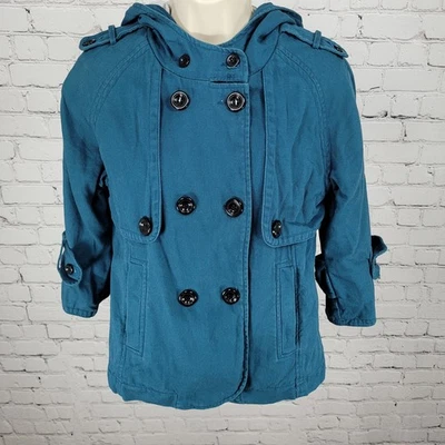 Тюль Anthropologie синий хлопок двубортный 3/4 рукав куртка размер маленький S - Изображение 1 из 4