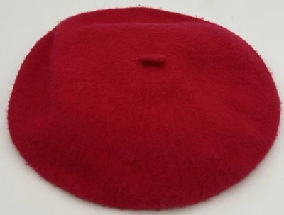 Красный берет шляпа шерсти 78% художник крышка нечеткий классический красный один размер подержанный богемное ретро - Изображение 1 из 4