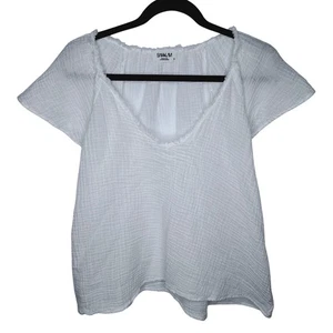 Sam & Lavi Cotton Gauze Top Small Flutter Sleeve Boho Flowy Scoop Neck Beachy - Picture 1 of 9