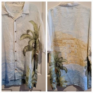 Tommy Bahama Leinen Hemd Button Down Palme Aloha Strand Urlaub Reise XL - Bild 1 von 8