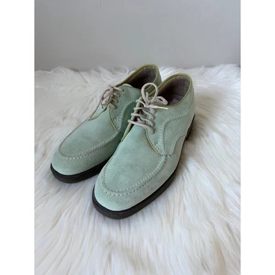 Zapatos de vestir Oxford de gamuza verde menta para mujer Hush Puppies cómodos tacón bajo - talla 7M Foto 1 de 4