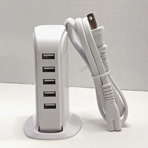 Adaptador de corriente de escritorio torre estación de carga concentrador USB de 5 puertos (✓ PROBADO) - Imagen 1 de 11