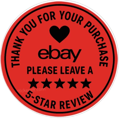 STICKERAFT eBay Thank You Stickers 50 pcs (2”) – Leave a 5 Review Labels Red Round