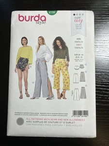 Burda Pattern 6199 Pants Shorts Ruffles Super Easy Misses 8-18 UNCUT FREE SHIP - Picture 1 of 2