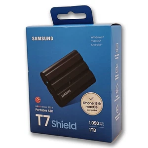 SAMSUNG Portable SSD T7 Shield PC/Mac Festplatte, 1 TB SSD, extern, Schwarz - Bild 1 von 1