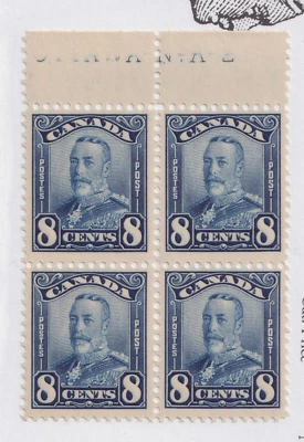 CANADA  #154 Plate A-2 very fresh Never Hinged BLOCK OF 4 Foto 1 de 2