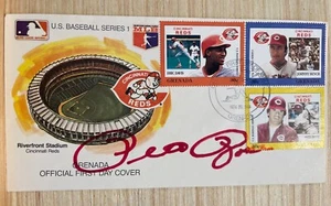 Pete Rose 1988 MLB Grenada Baseball Stamp HOF Signed FDC 2Covers Cincinnati Reds - Picture 1 of 4