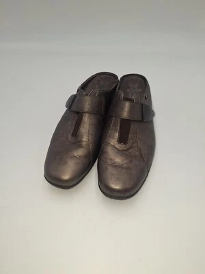 MEPHISTO Cuero Metálico Sin Cordones Air Jet Caminar Cuña Toboganes Zapatos para Mujer 8 Foto 1 de 4