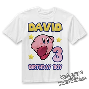 Kirby Birthday Shirt, Kirby Theme party, Gamer party shirt - Picture 1 of 3