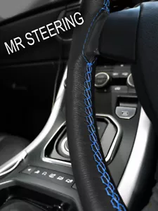 Für Morgan F-Serie 3 Räder Leder Lenkrad Abdeckung Hellblau Doppel STT - Bild 1 von 3