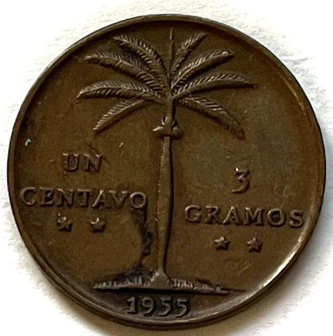 1955 Dominican Republic 1 Centavo Coin KM#17 Cover