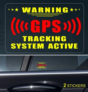 2 X ADVERTENCIA GPS Sistema de Seguimiento Activo Transparente Adhesivo Inverso Ventana Coche - Imagen 1 de 2