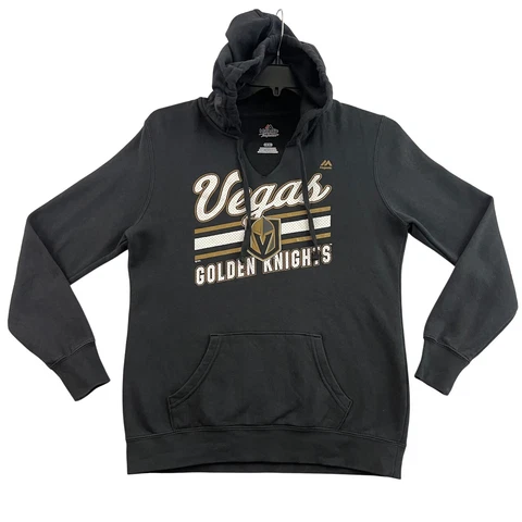 NHL Vegas Golden Knights Hoodie Womens Medium Black V Neck Fleece Sweatshirt Cover