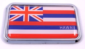 Hawaii flag rectanguglar Chrome Emblem 3D Car Decal Sticker 3" x 1.75" - Imagen 1 de 2