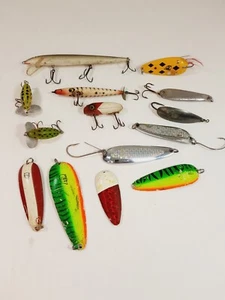 Vtg Fishing Lure Lot 13 Jitter Bug Rapala Luhr Jensen Dare Devil & Wooden Lures  - Picture 1 of 17