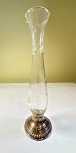Glass Vase with Crown Sterling Weighted Base 10 Inch - Bild 1 von 7