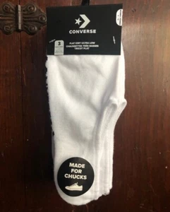 Converse Women's Sock Ultra Low Wick Moisture 3-Pair White FLAT KNIT 4-10 New - Picture 1 of 3