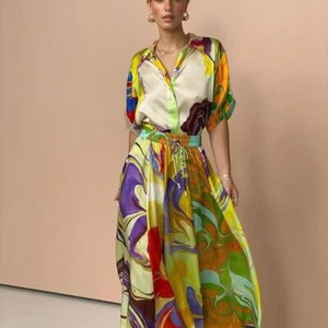 Women's Elegant Temperament Commuting Fashion Printed Casual Suit Skirt New - Picture 1 of 6