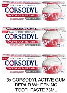 PASTA DE DIENTES BLANQUEADORA REPARADORA DE ENCÍAS ACTIVA CORSODYL 75ML x3 Pack - Imagen 1 de 4