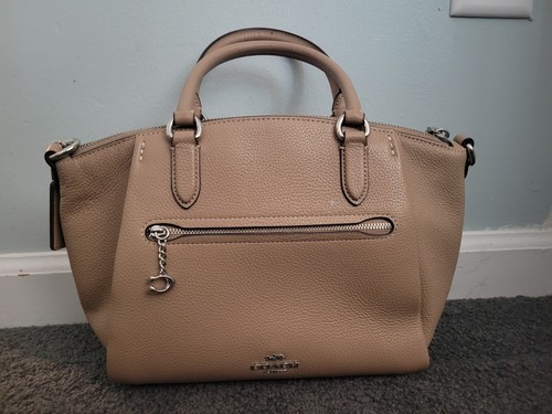Borsa a tracolla Coach in pelle di ciottoli ELISE tortora