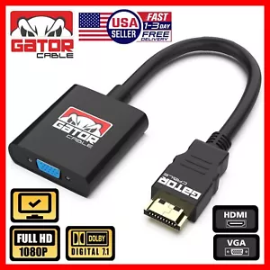 HDMI to VGA Adapter Converter Cable For HDTV PC Desktop Monitor Video 1080P 60Hz - Picture 1 of 13