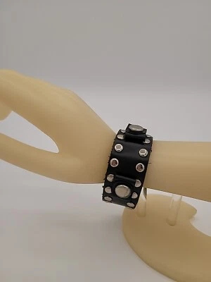 Pulsera de cuero ancha estilo vintage para hombre punk gótico motociclista brazalete remache Foto 1 de 4