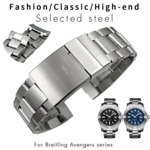 22mm Stainless Steel Watch Band Strap for Breitling Avenger Navitimer 1884 - Picture 1 of 5