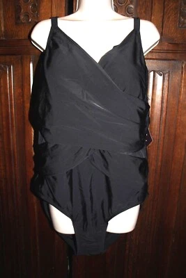 Traje de baño Ava Viv 24 negro imitación envoltura una pieza NUEVO CON ETIQUETAS NUEVO Foto 1 de 4