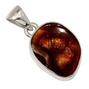 Natural Mexican Fire Agate 925 Sterling Silver Pendant Jewelry ALLP-30125 - Picture 1 of 1