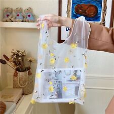 Large Capacity Transparent Handbag Mesh Shopping Bag Embroidery Bag  Streetwear