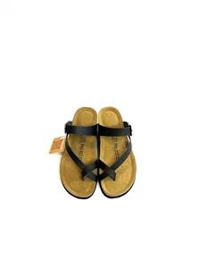 NIB! Project Cloud Bailey Black Leather Wedge Sandals Women Size 5 - Picture 1 of 19