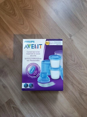 ❤️Muttermilchbehälter--Philips Avent---12 Teile--Becher, Deckel und 2 Adapter❤️ - Bild 1 von 2