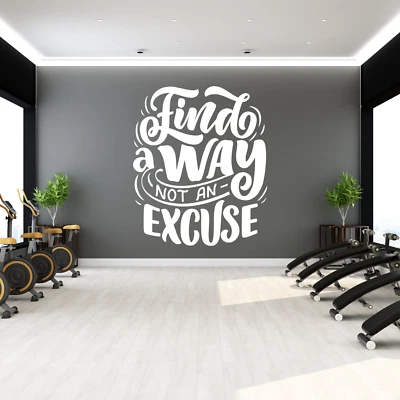 No Excuses Motivational Gym Home Decor Quote Vinyl Wall Decal - Image 1 of 2