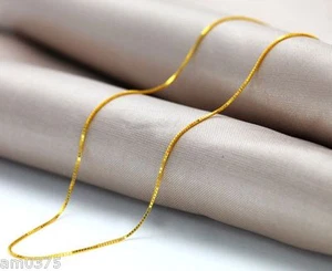 New Authentic 18K Yellow Gold Necklace Elegant Box Link Chain Necklace/ 16inch - Picture 1 of 2