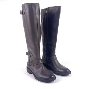 Enzo Angiolini Sayin Riding Boots Womens Sz 6.5M Gray Leather Knee High Zip Up - Picture 1 of 22