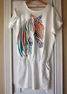 Womens Rainbow Striped Zebra Tunic Mini Dress - Picture 1 of 5
