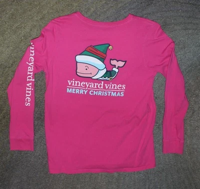 Vineyard Vines Girls Long Sleeve Pink T-Shirt (Christmas) - Size XL (16) - EUC - Image 1 of 4