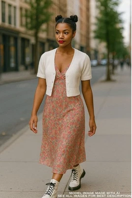 Vestido midi Y2K Frederick's of Hollywood 6 babydoll envolvente corpiño floral coqueta Foto 1 de 4