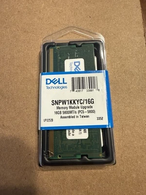 Dell Memory Upgrade 16GB 1Rx8 DDR5 SODIMM 5600 SNPW1KKYC/16G RAM - Image 1 of 3