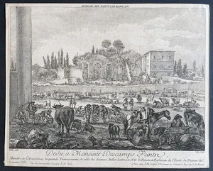 stampa antica Philippe Le Bas 1761 acquaforte foro boario roma after s.d bella - Picture 1 of 8