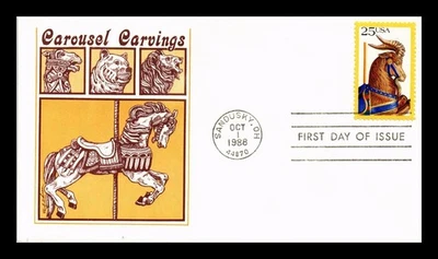 DR JIM STAMPS US COVER GOAT CAROUSEL ANIMALS FOLK ART FDC PANDA CACHET - Image 1 of 2