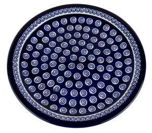 Polish Pottery Dinner Plate 10.75" Zaklady Boleslawiec Cobalt Swirl Pattern - Picture 1 of 3