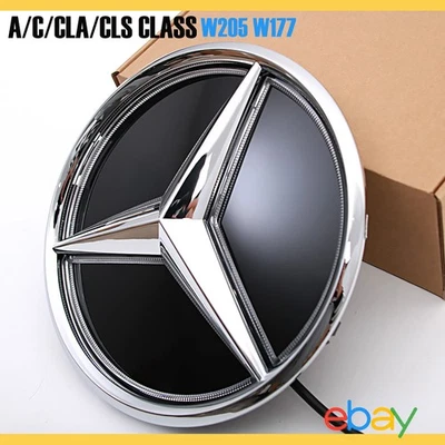 Front Led Light Chrome Grille Star Emblem Fit For Mercedes-Benz W205 CLA200 C300 Foto 1 de 4