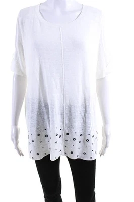 Donna Karan New York Womens Linen Open Shoulder Sweater White Size Large - Image 1 of 4